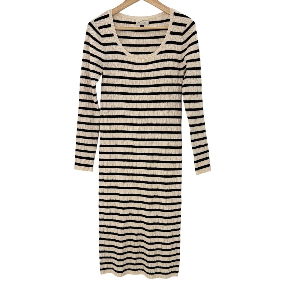 Universal Thread Womens Striped Ribbed Knit Long Sleeve Midi Column Dress Small